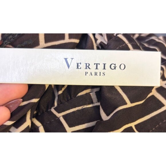 NWT Vertigo Paris Brown Tan Geometric Print Dress XL - Picture 8 of 8